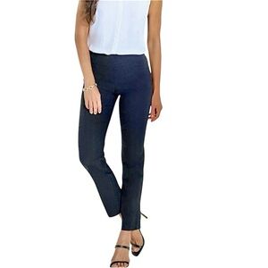 Nic & Zoe Cropped Navy Blue Pull On Flat Front Dress Pants